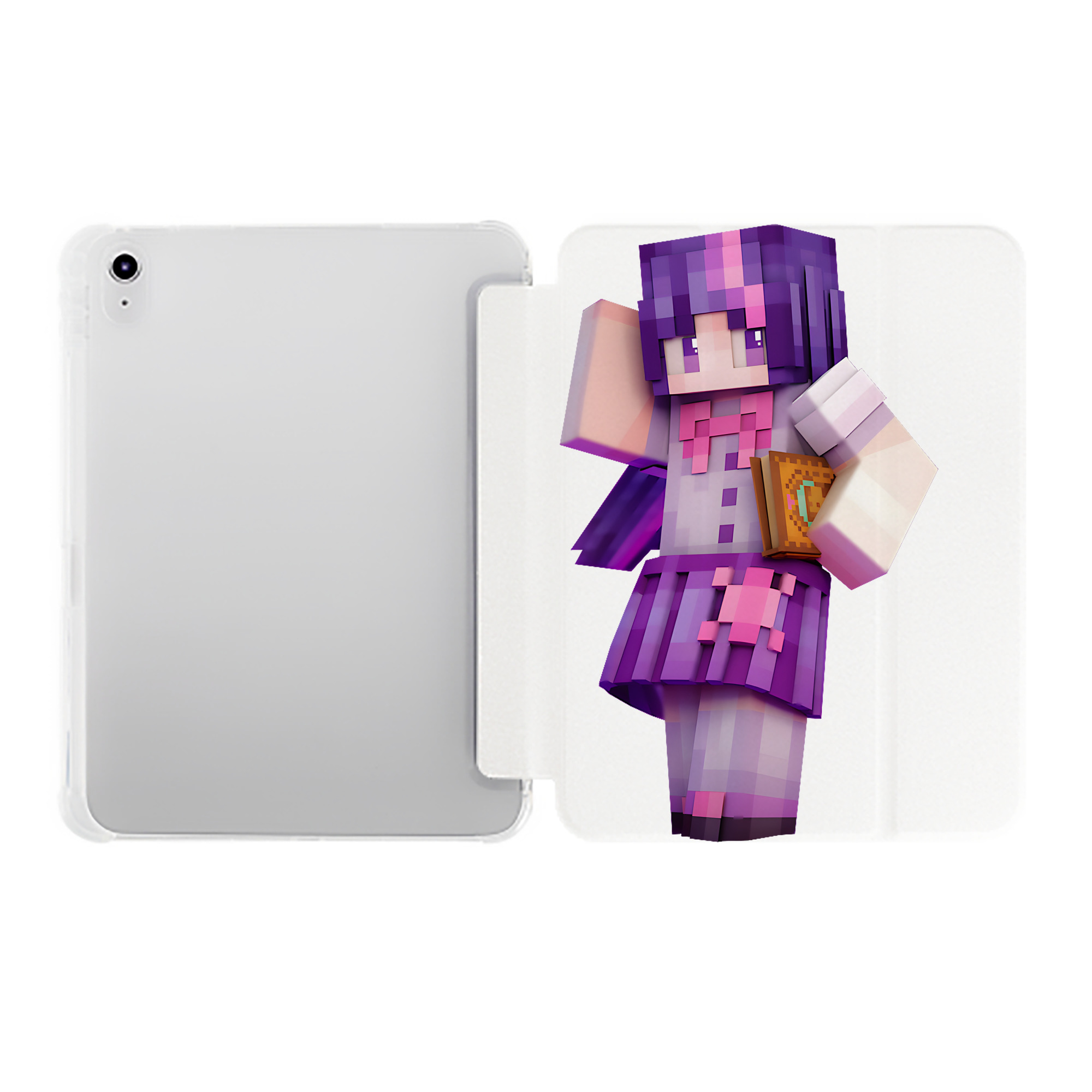 （画像用） マインクラフト ブロックの世界 Minecraft MC Block world IPad ケース ペン収納付き 三つ折りスタンド PUレザー×シリコン 対応機種9.5/10.5/10.9インチ